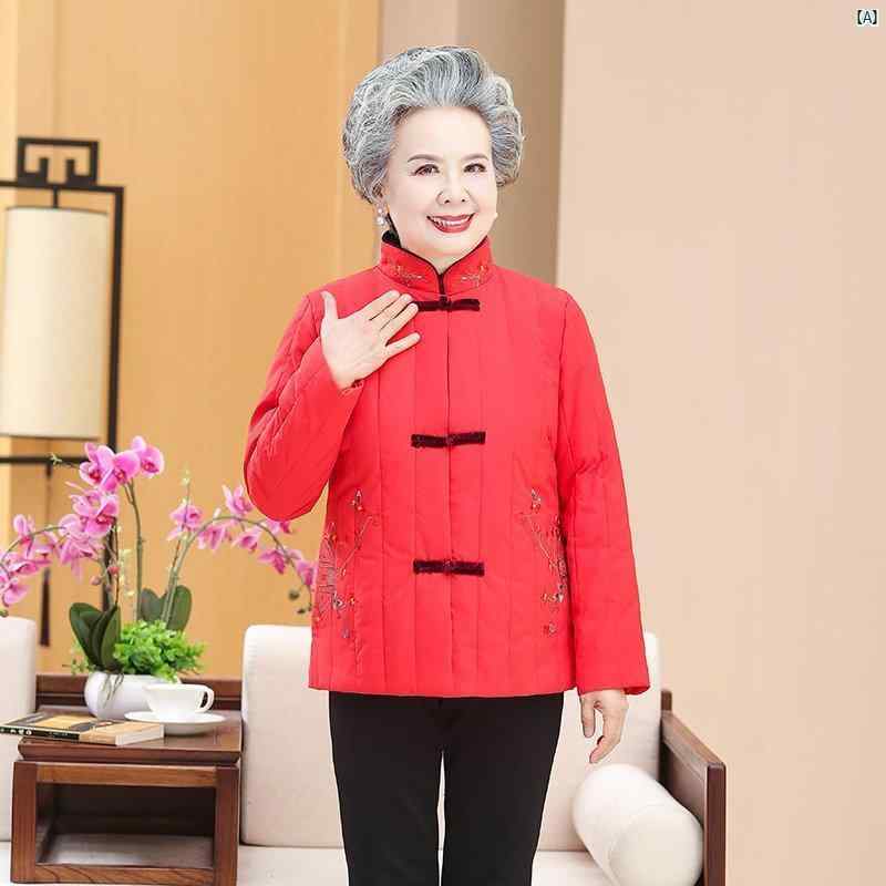 レディース　ファッション　祖母　ママ　オシャレ　上品　綺麗 おばあちゃん 冬用 ダウン ジャケット歳 70歳 秋 肌着 小柄 コットン入り ジャケット 妻 高者用