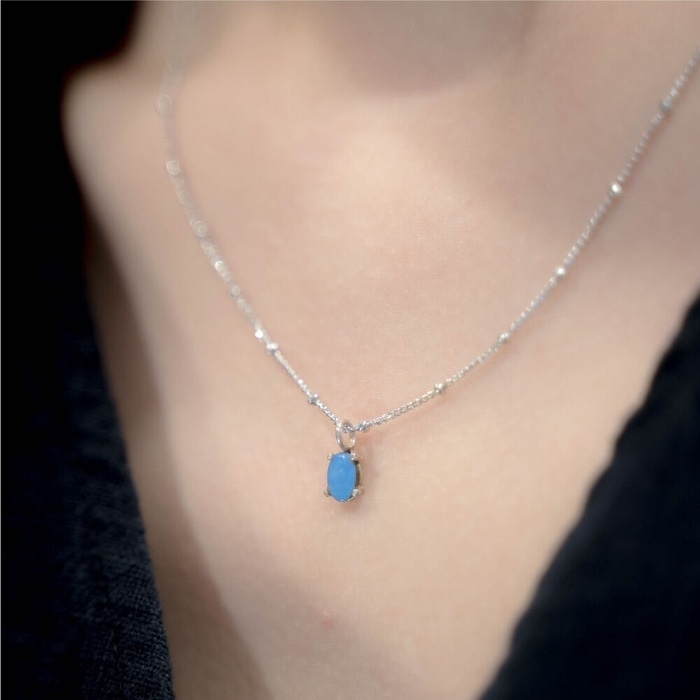 シャイニーテミン着用HR 23NBlue Opal Necklace Silver 925/韓国の人気ブランド 韓国正規品 韓国の人気商品 韓国ファッション 韓国ジュエリー デイリーアクセサリー SN