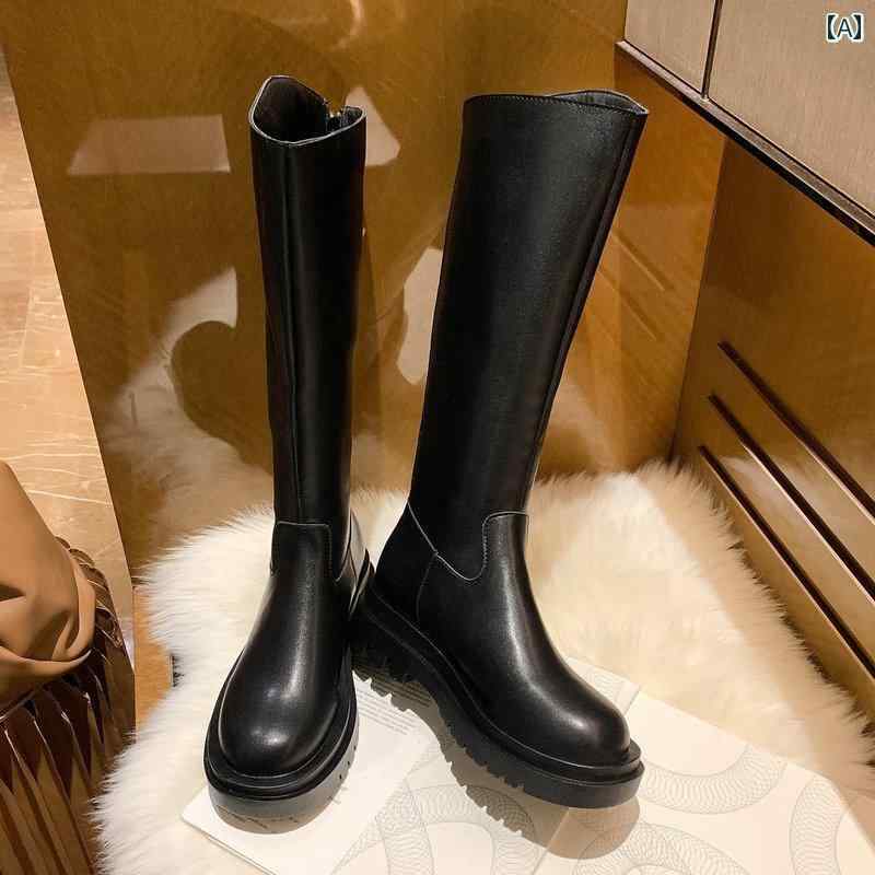 ニーハイ ブーツ レディース シンプル おしゃれ 女性用 ロング ブーツ 膝丈以下 裏起毛 ロング チューブ スリム ナイト ブーツ