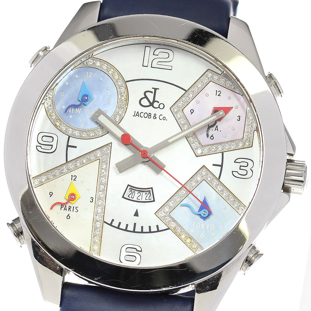 ジェイコブ JACOB&CO 5タイムゾーン クォーツ メンズ 箱保証書付き_808340【中古】