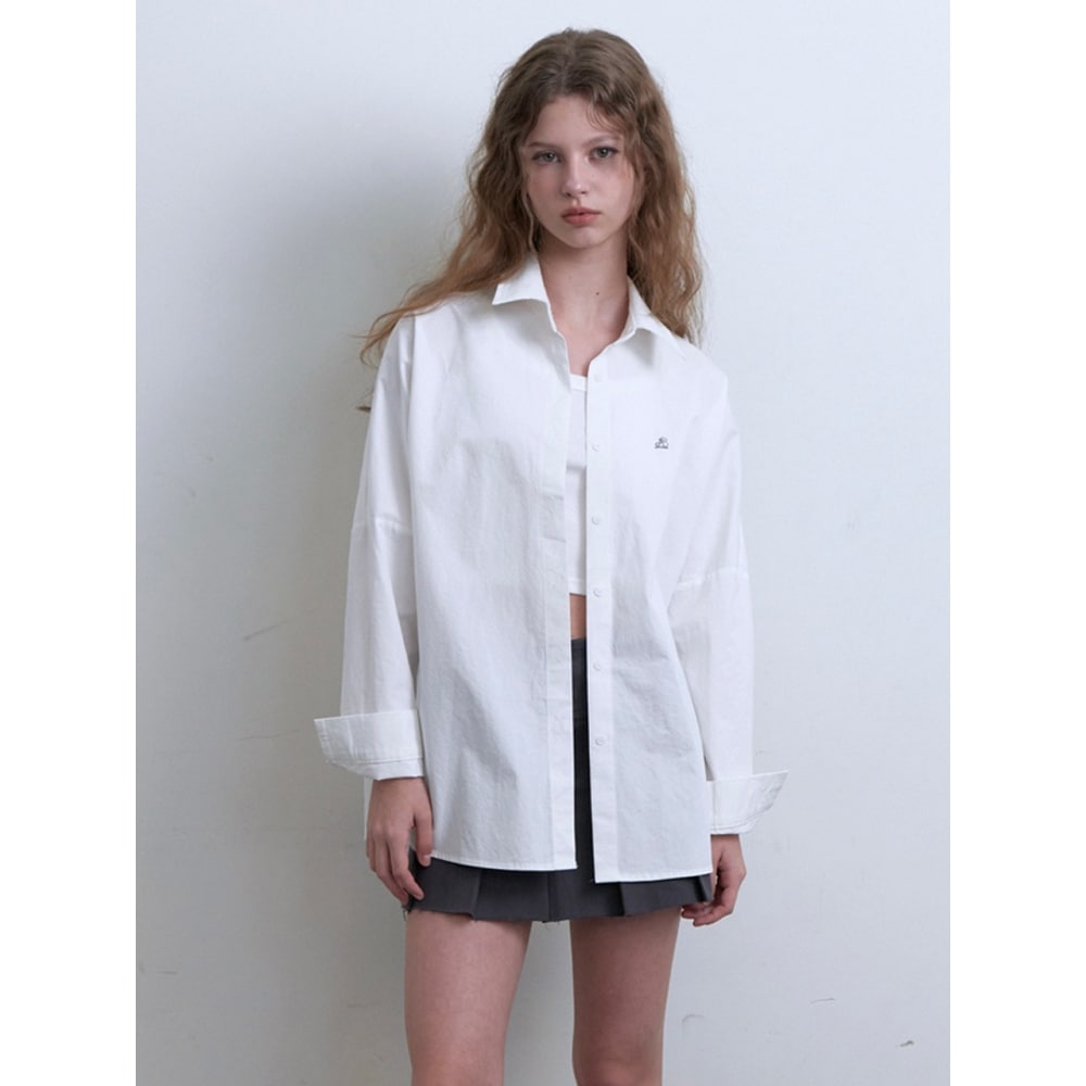 KINDABABY ドロップオーバーフィットシャツホワイト