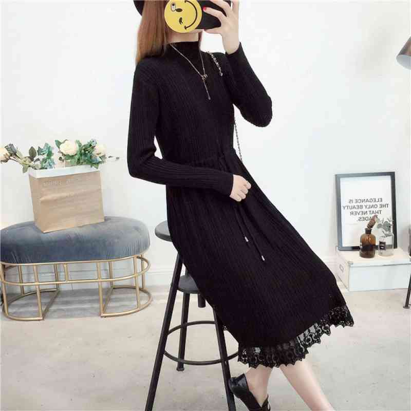 人気 大きいサイズ ネック スカート かわいい 白 ニット 40代 しっか カジュアル きれいめ 厚手 韓国 春 秋 冬 トップス 体感 Aライン アウトドア 大人 20代 レディース ワンピース