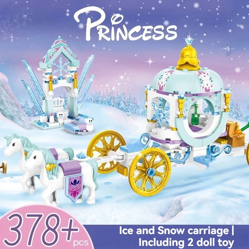 女の子のための氷と雪の王女のビルディングブロックセット 城 馬 創造的なレンガ 教育玩具 誕生日プレゼント 友達 5,192円