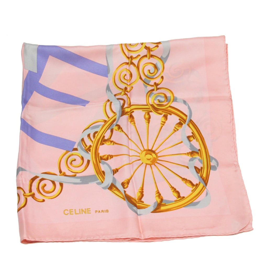 スカーフ ロゴ プリント マルチカラー ピンク イエロー系 レディース 中古