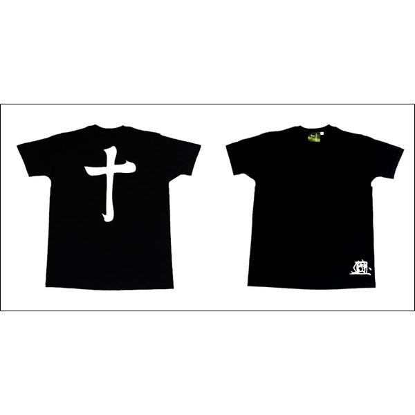 戦国武将Tシャツ (島津義弘 十文字) Lサイズ 半袖 綿100% ブラック(黒) (Uネック おもしろ)