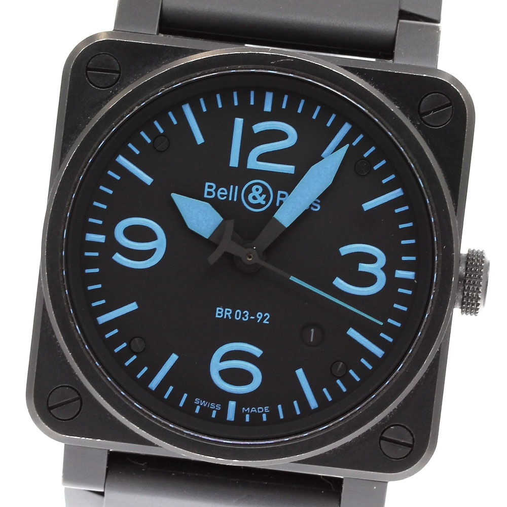 ベル＆ロス Bell＆Ross BR03-92 BLUE デイト 自動巻き メンズ 良品 _840492【中古】