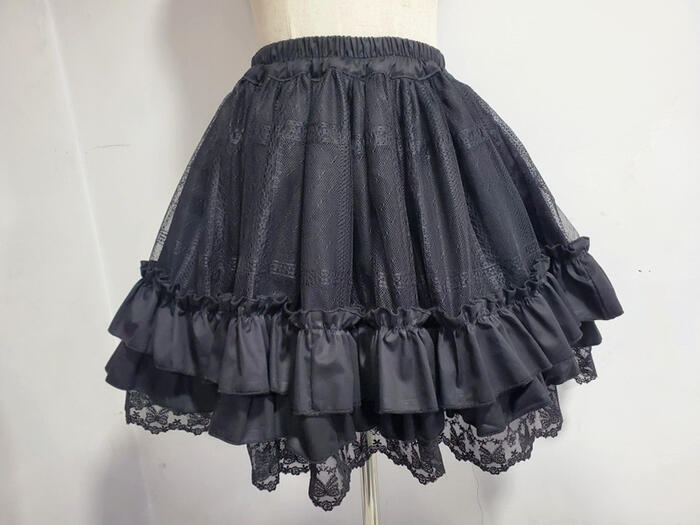 スカート レディース パニエ ロリータ ロリィタ 刺繍 レース フリル ブラック ホワイト かわいい ゴスロリ インナースカート コットン コスチューム 衣装 ゴシック系 ペチコート 可愛い