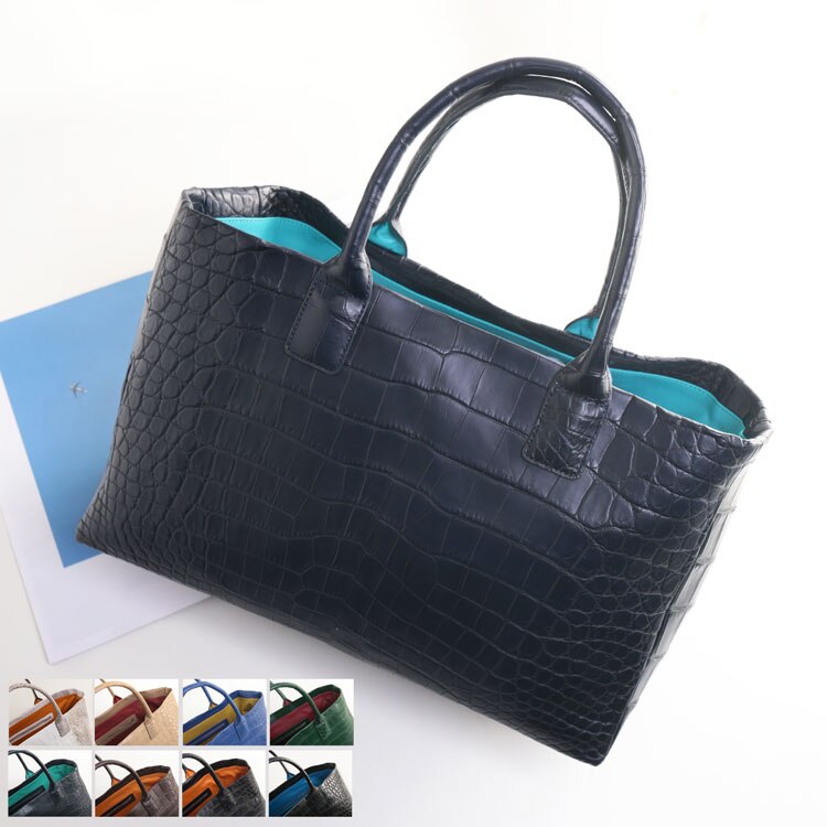 クロコダイルメンズトートバッグセンター取りマット加工大容量