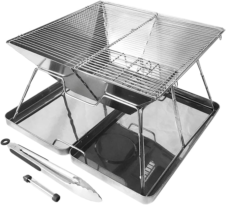 キャンプグリーブ 【国内ブランド】 バーベキューコンロ 焚き火台 ファミリーキャンプ 4-6人用 42D x 42W x 27Hcm コンパクト 折りたたみ トング 火吹き棒 炭バサミ ステンレス製 5,702円