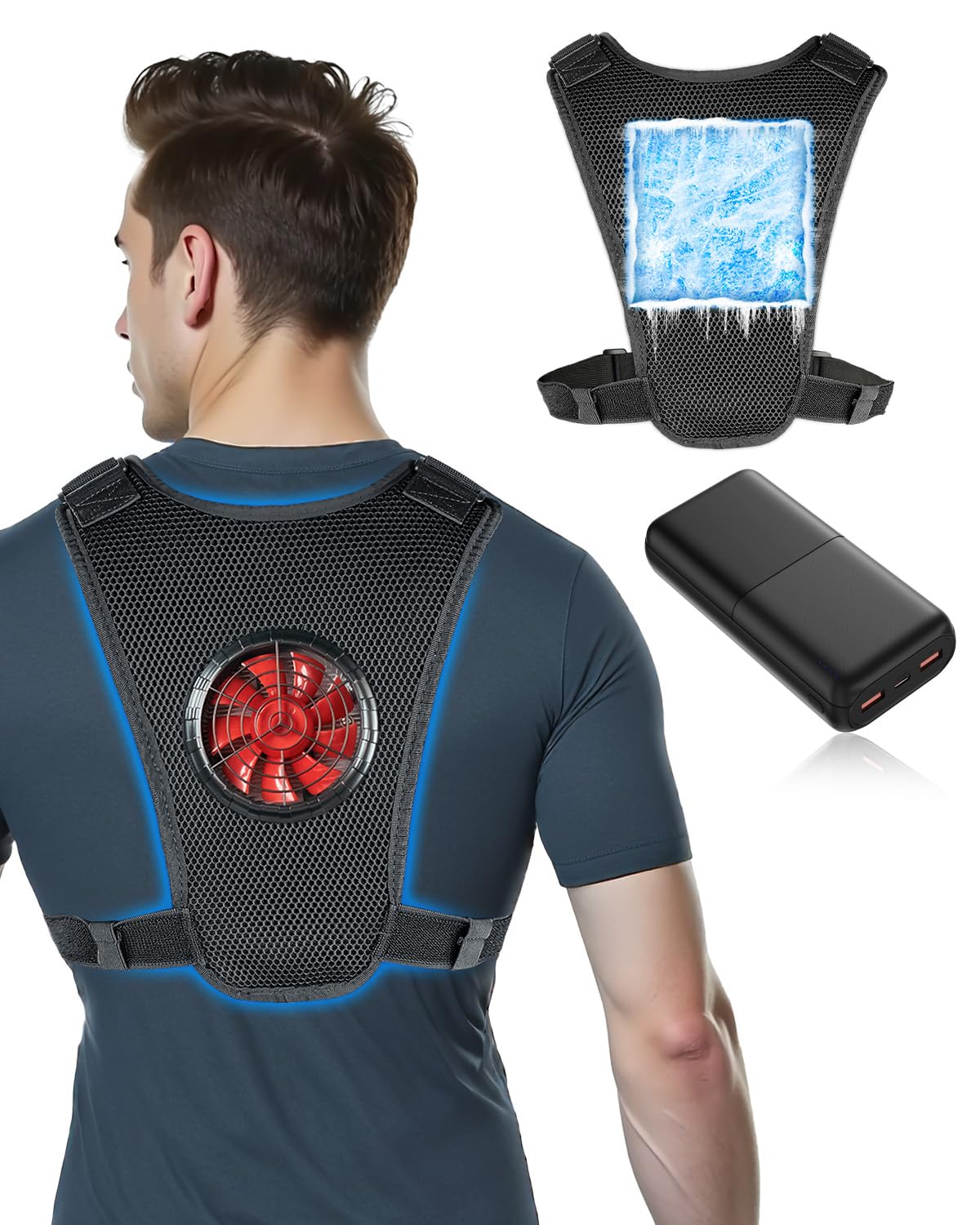 冷却ベスト ペルチェ素子式 バッテリーセット 冷却服 -28℃瞬間冷却 強弱モード 静音&amp軽量 ペルチェベスト ワークマン 空調ウェアと併用可 フリーサイズ 男女兼用 熱中症対策 工事現場