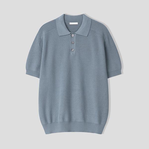 メンズシンプルボタンカラーネック半袖ニットTシャツ AS KNH Q016 ソラ_P422498263