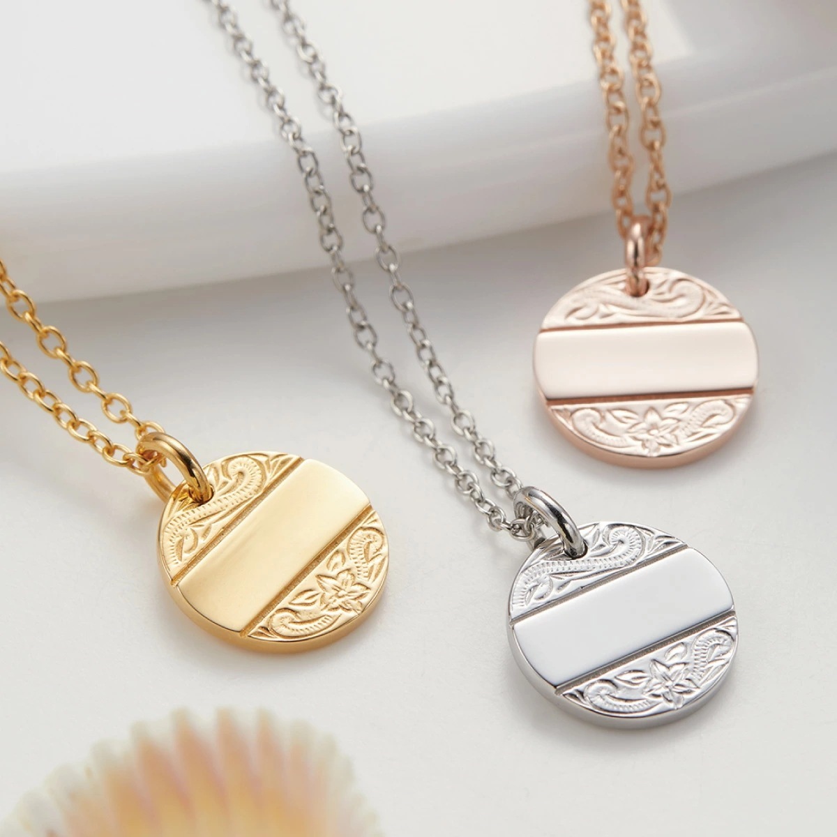 ネックレス サージカルステンレス316L 刻印対応 ラウンド プレート コイン ハワイアンジュエリー