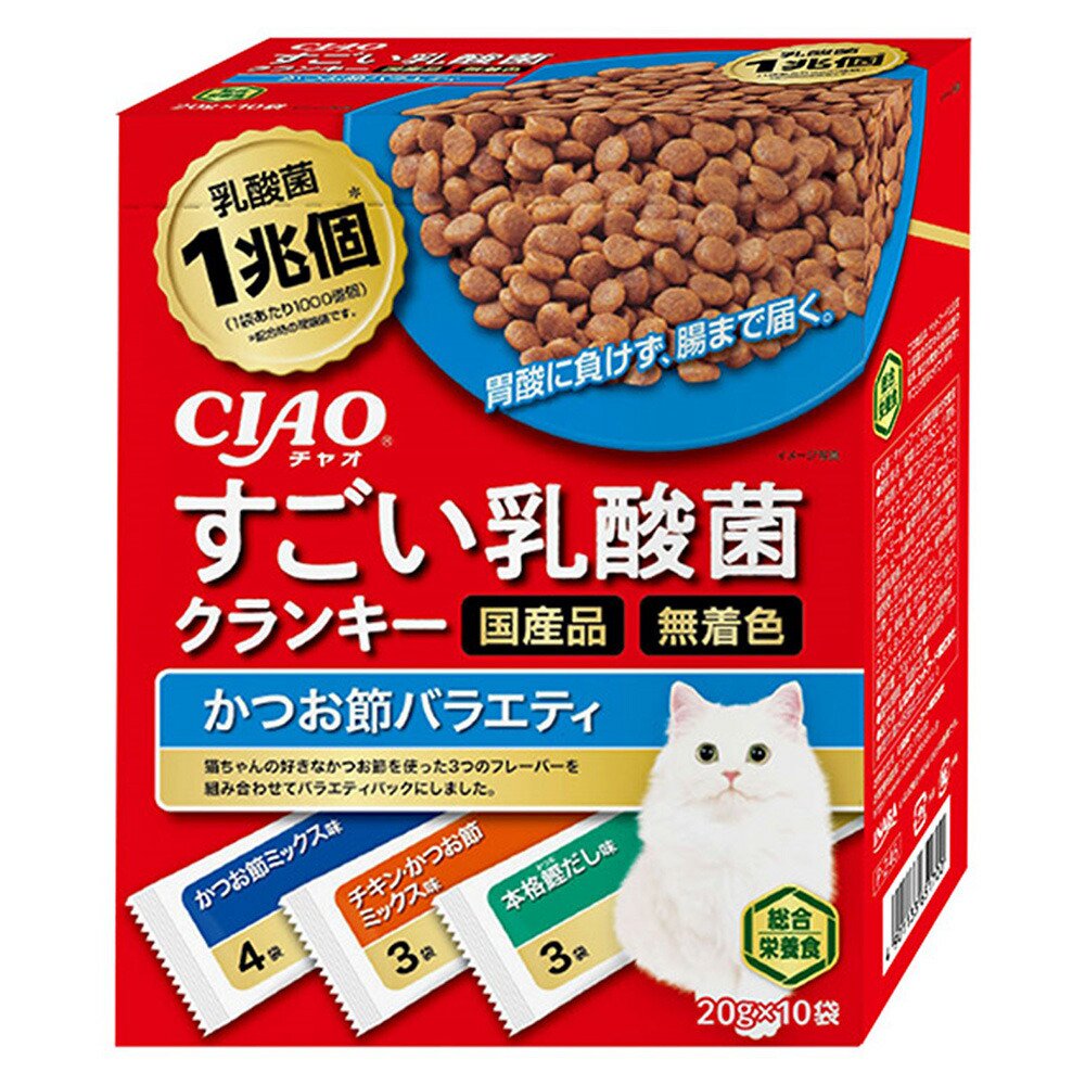 キャットフード　いなば　ＣＩＡＯ　すごい乳酸菌クランキー　かつお節バラエティ　２０ｇX１０袋X１２　ＣＲＣ35―15―20―05―40