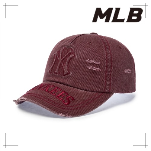 MLB公式 キャップ Vintage Embossed Damage Unstruck Ball Cap NY (D.Wine)