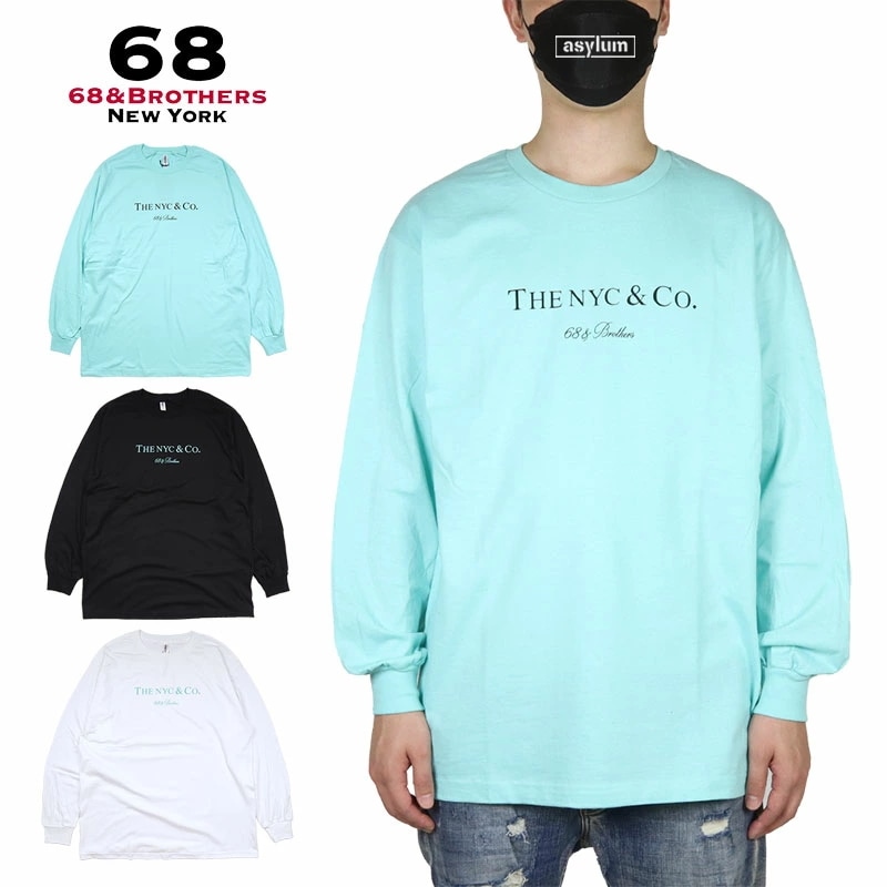 68&BROTHERS ロンT 68アンドブラザーズ Tシャツ 長袖Tシャツ 綿100％ メンズ レディース ブランド 大きいサイズ おしゃれ 黒 白