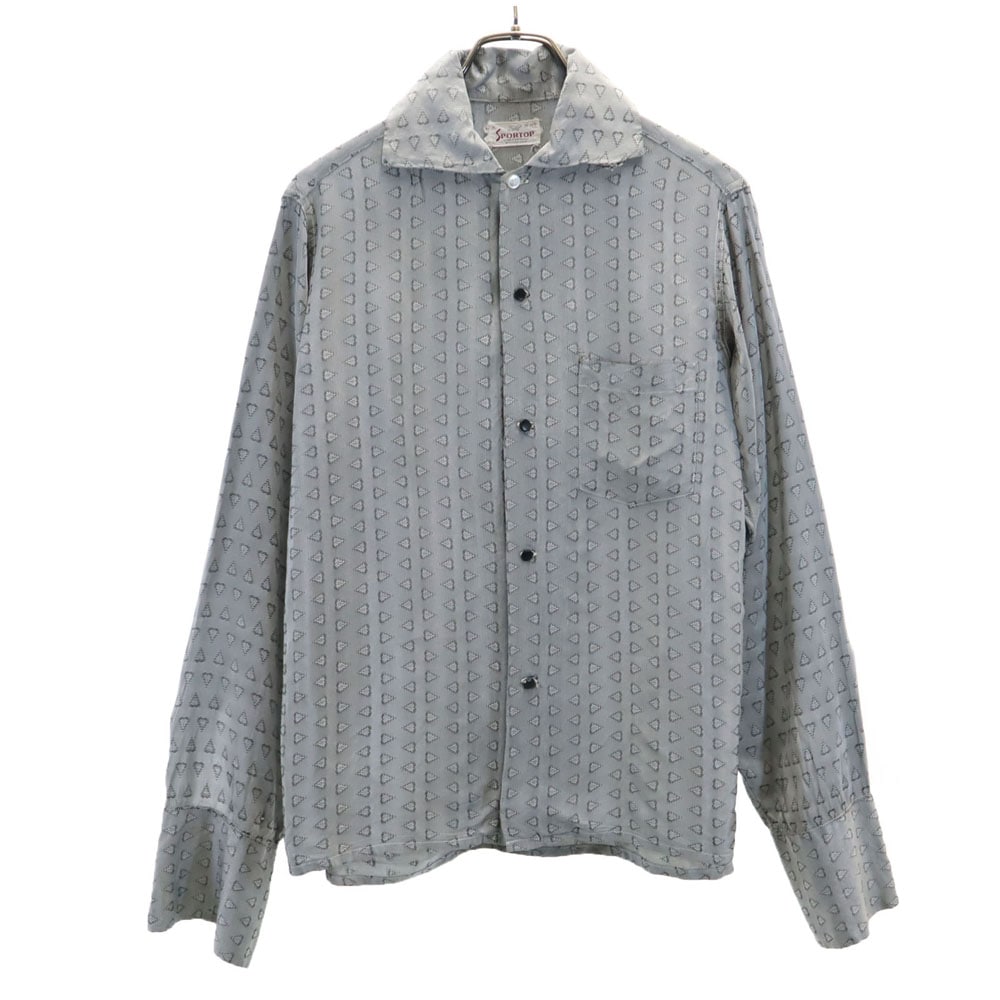 SPORTOP 50s イタリアンカラー ボックスカット 開襟 総柄 長袖 シャツ M グレー メンズ