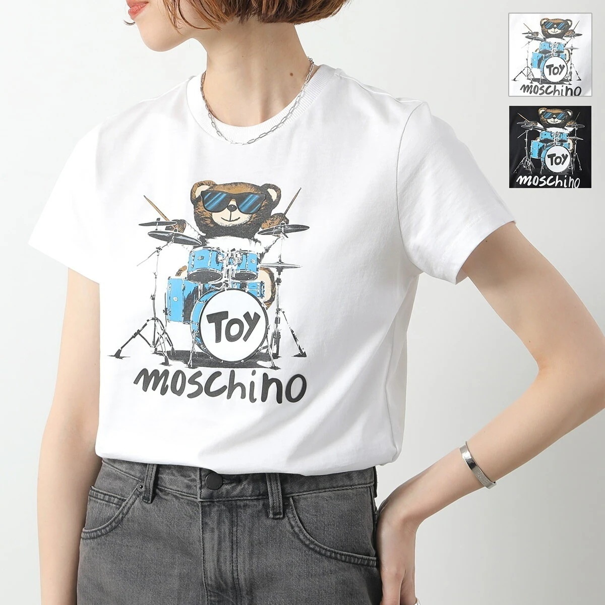 MOSCHINO KIDS モスキーノ キッズ 半袖 Tシャツ H8M04K LAA23 レディース ガールズ コットン クルーネック テディベア カラー2色