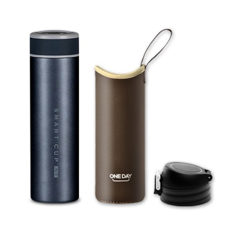 アビティ温度表示保温保冷タンブラー+ポーチ+ワンタッチキャップセット/ 500ml /ダークブルー