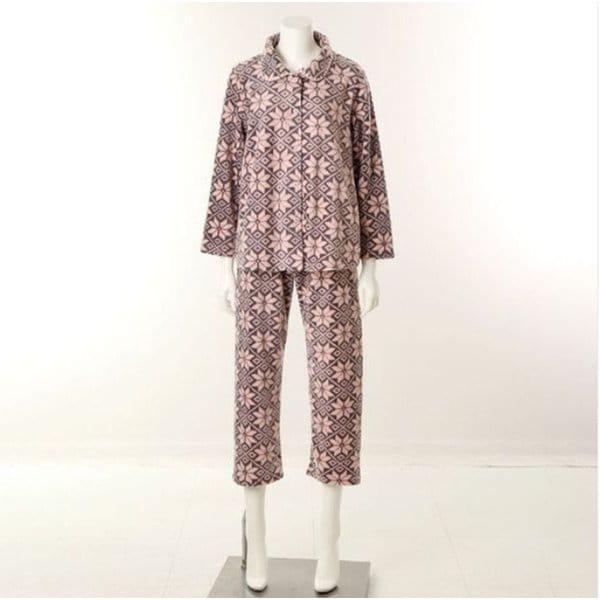 軽くて暖かいポーラーフリースノルディックプリント女性パジャマ(VPA4557W)