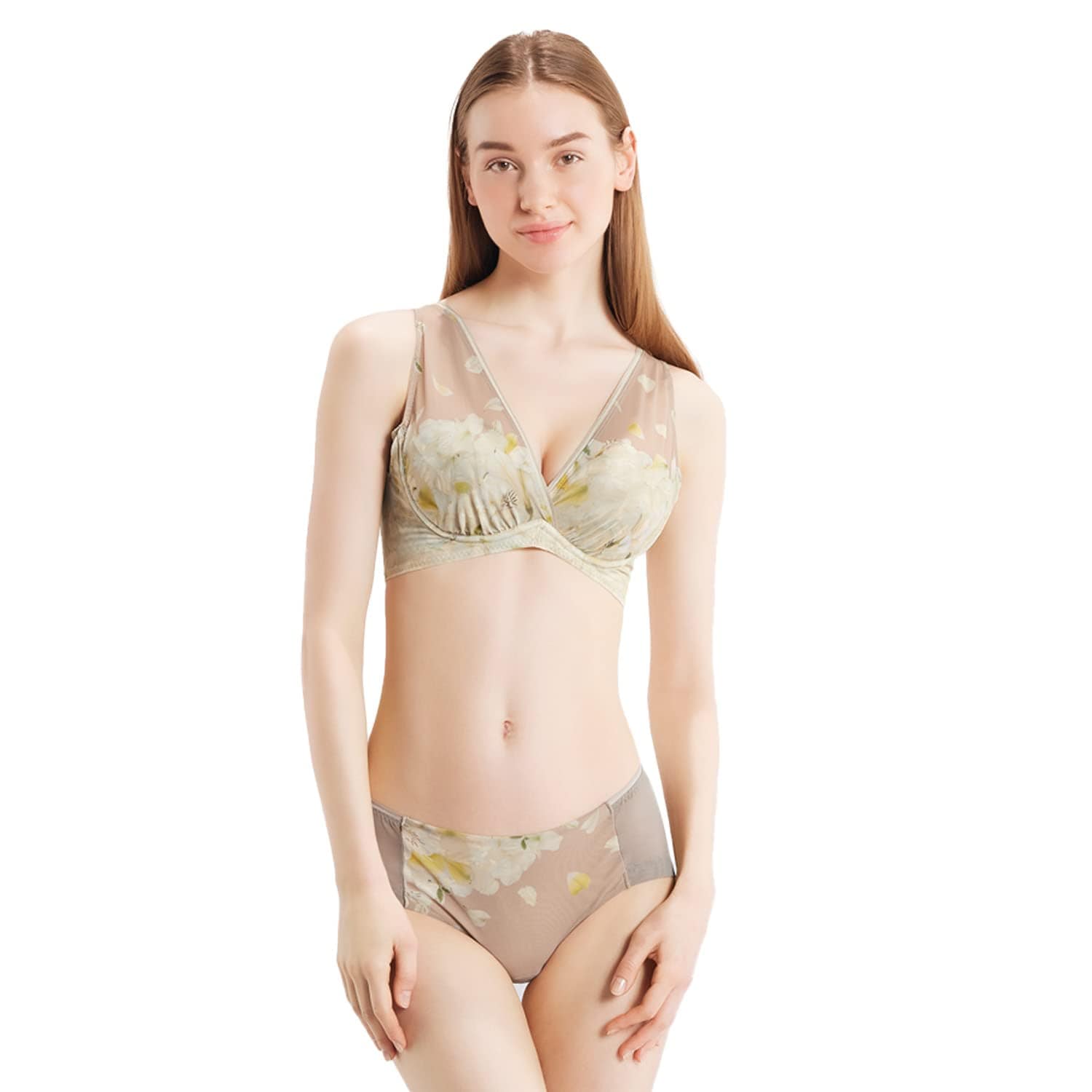 DRMETHOD Nongy ノンジー ノンワイヤーブラ ブラジャー ショーツ (パイルペタルベージュ, ブラGM,ショーツM) Nongy_Set