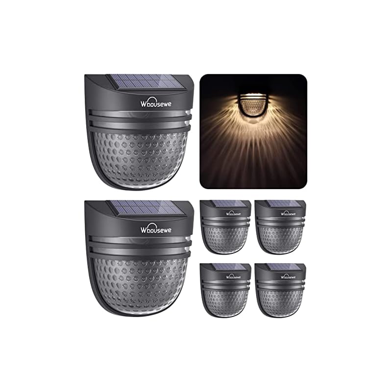 ソーラーフェンスライトWhousewe屋外ソーラーライト屋外壁ライトガーデンライトソーラー防水無線ソーラーライトガーデンフェンス庭グレー(6パック)