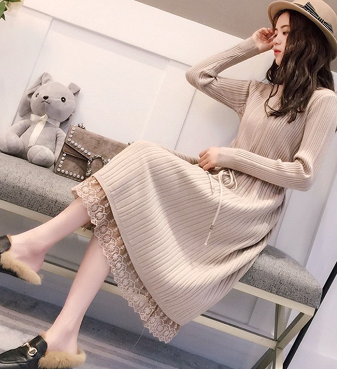 ワンピース デート モテアイテム ミモレ丈 長袖 レース 可愛い きれいめ 上品 おしゃれ かっこいい 可愛い ラブリー キュート ガーリー クール モード系 セクシー エレガント 存在感
