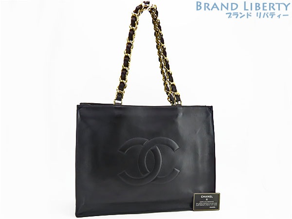 美品シャネルヴィンテージデカココマークココマークチェーンショルダートートバッグブラック