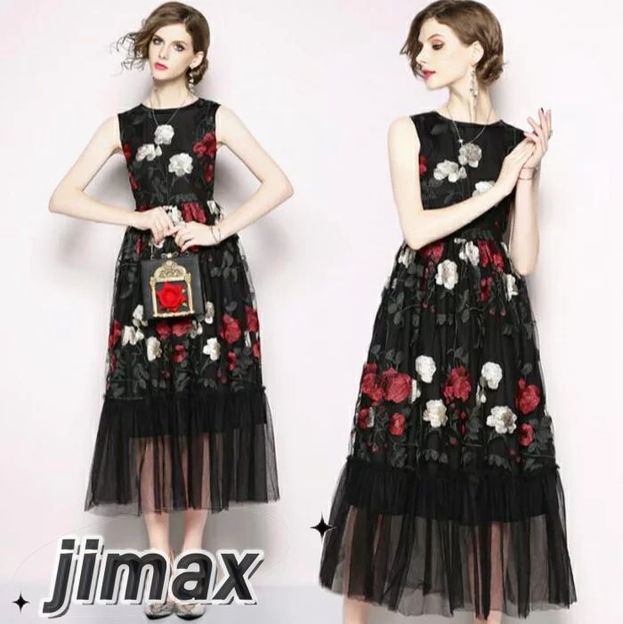 パーティードレス 結婚式 花柄 刺繍 ワンピース フォーマルドレス チュール お呼ばれ ドレス フォーマル 服 服装 ミセス ブライズメイド 大人 上品 20代30代40代 大きいサイズ パーティドレ