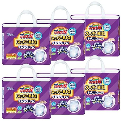 【パンツ スーパーBIG】グーン スーパーBIGパンツタイプ おむつ (15~35kg)84枚(14枚×6) [ケース販売] Big