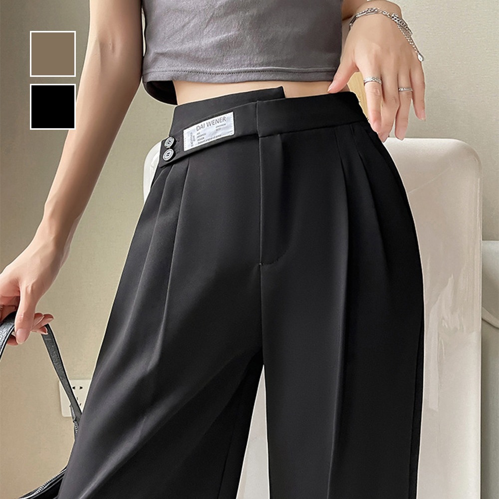 国内即納 ワイドパンツ アシンメトリー 英字ロゴ