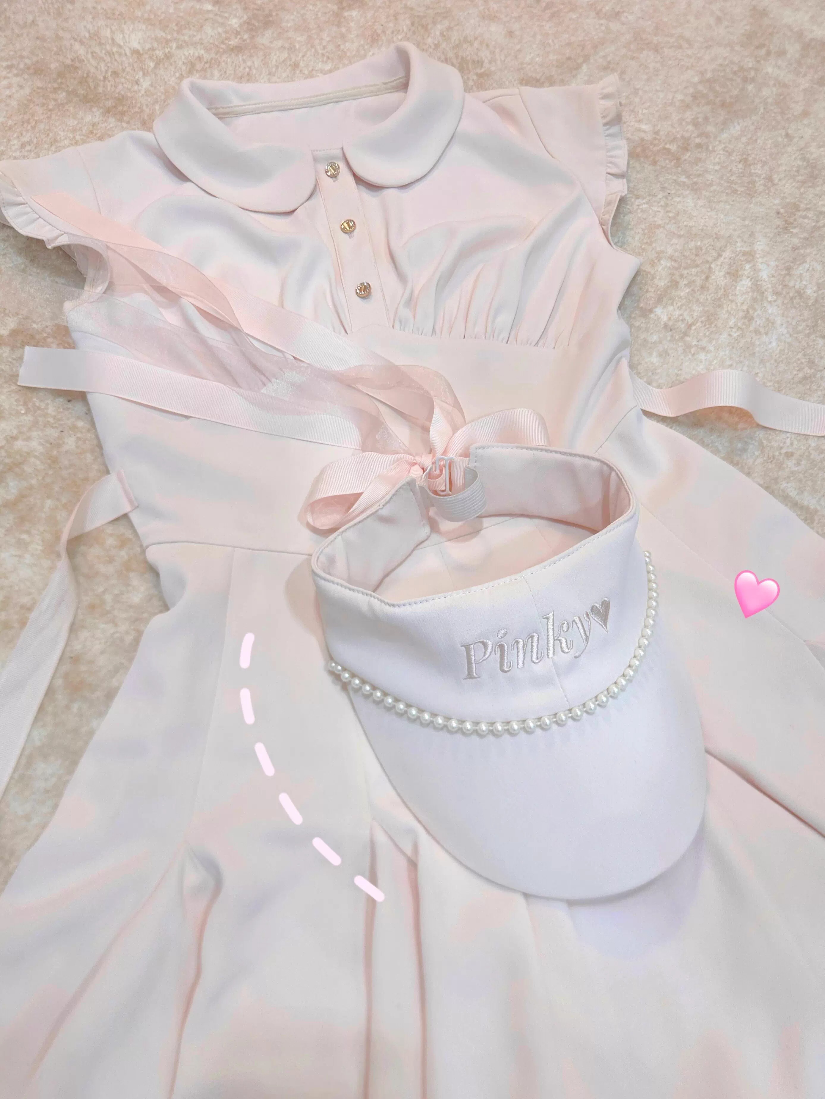 ゴルフ帽子 キャップ サンバイザー 春夏 リボン 日焼け止め ピンク レディース スポーツ ゴルフパーツ ぼうし 韓国風 かわいい おしゃれ