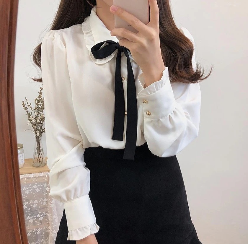 今っぽシアーシャツ ブラウス UVカット 長袖ブラウス 春先取りブラウス サテンシャツ トップス 使えるシフォンブラウス新しいシャツワイシャツ可愛いシャツちょう結びリボンのシャツ ブラウス 5,026円