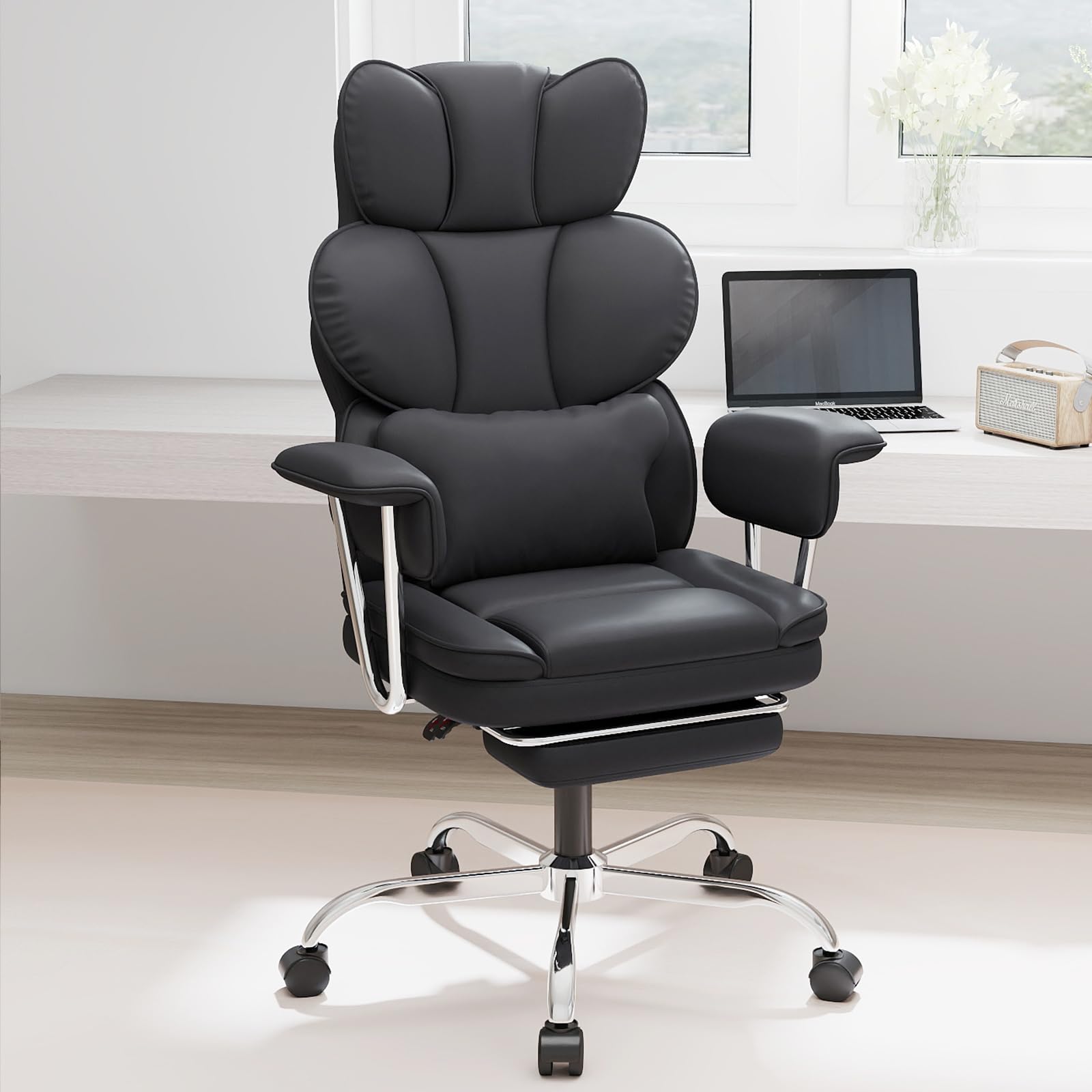 ゲーミングチェア オフィスチェア デスクチェア 155度リクライニング 座り心地良い PUレザー 腰サポート 社長椅子 pcチェア 椅子 おしゃれ テレワーク 人間工学 フットレス 91446 19,028円
