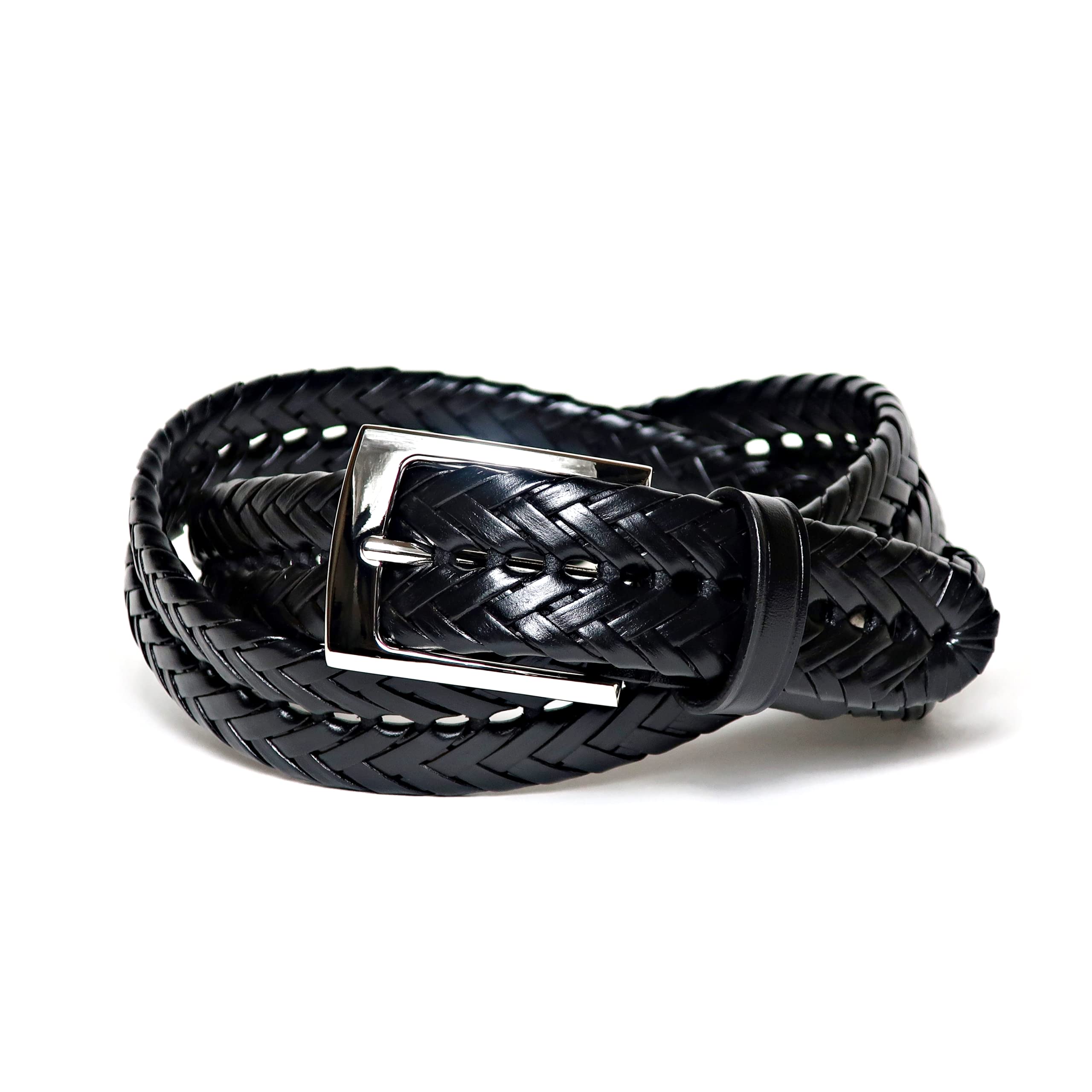 [KIETH] メンズ ベルト メッシュレザー 本革 ブラック サイズ調整可能 確かな品質 KE21194-19