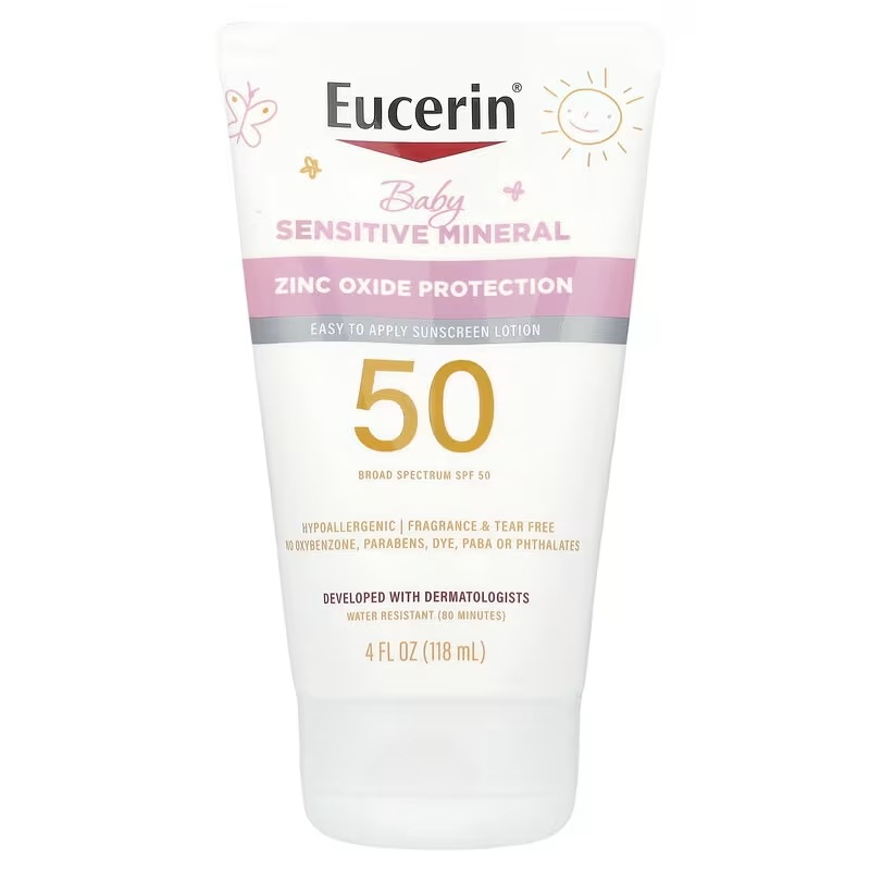 ベビー用 敏感肌用ミネラル日焼け止めローション SPF50 無香料 118ml（4液量オンス）