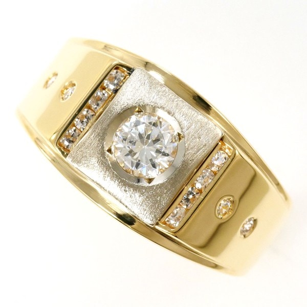 K14 14金 YG イエローゴールドWG リング 指輪 19号 ジルコニア ジュエリー 中古 63,360円
