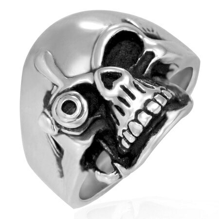 サイボーグスカルステンレスリング（RMT106）指輪 31号 不気味 ドクロ 髑髏 ガイコツ 目玉 サージカルステンレス316L アクセサリー 男性 女性 プレゼント r0590xxxxxxxx