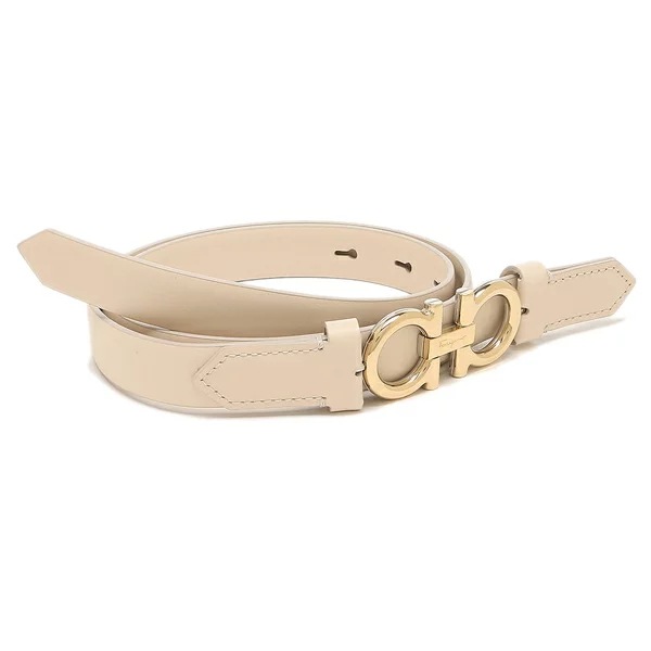 ベルト ダブルガンチーニ ベージュ ホワイト レディース Salvatore Ferragamo 23B707 754779
