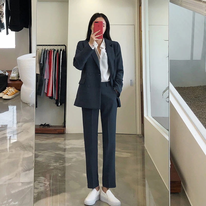 【3日以内出荷】スーツセットアップ キャリアスーツ面接スーツ韓国版ゆったりカジュアルファッション春秋モデル2点セット通勤レディース 卒業式  入園式 説明会 新生活応援ビジネス特集