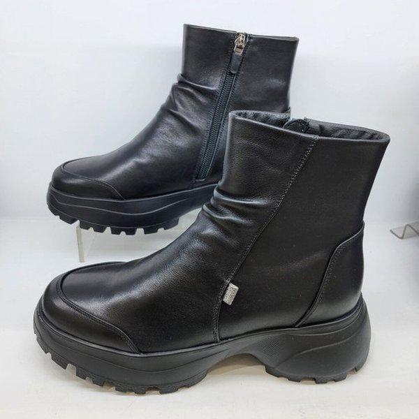 [ハッピーデパート] 女性 チャンキー 5cm プラットフォーム ウレタン ブーツ