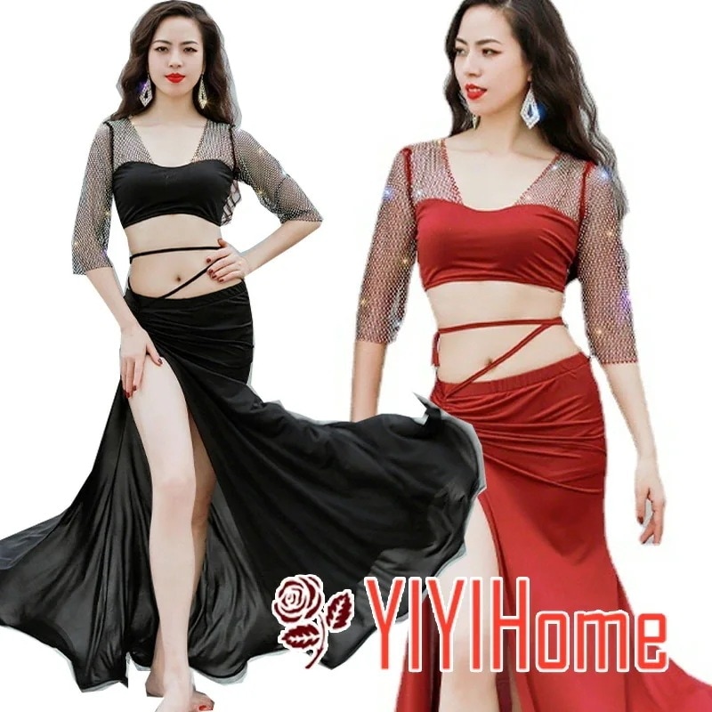 2026年新製品 ヒット中 ベリーダンス ダンス衣装 セット ハロウィン コスプレ 仮装 パーティー 余興用 レッスン着 トップス スカート(インナーパンツ付き)2点セット 社交ダンス　発表会　ラテン 4,218円