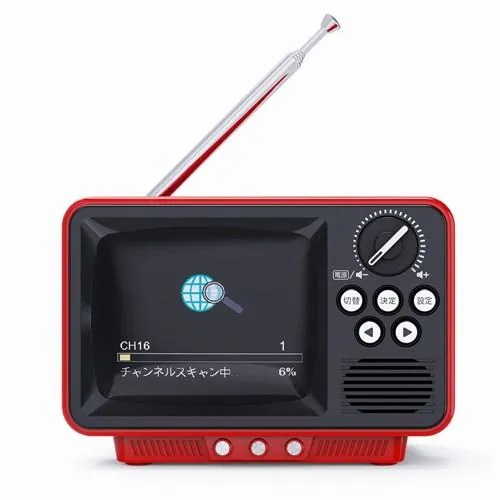 WINTECH TVR-RT1 RD 2.8インチ ワンセグテレビ レトロデザイン ラジオも聴ける ワイドFM対応 レッド