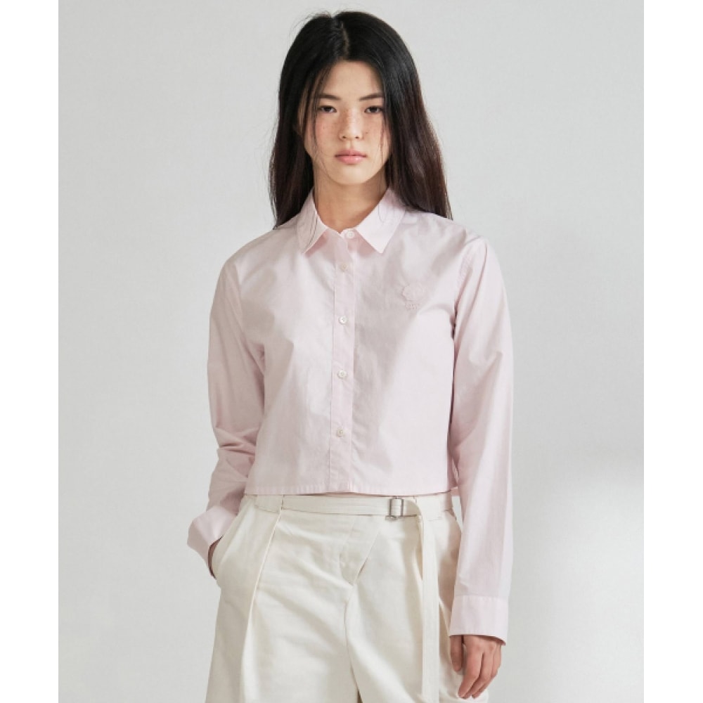 COVERNAT 女性用ポプリンクロップシャツライトピンク