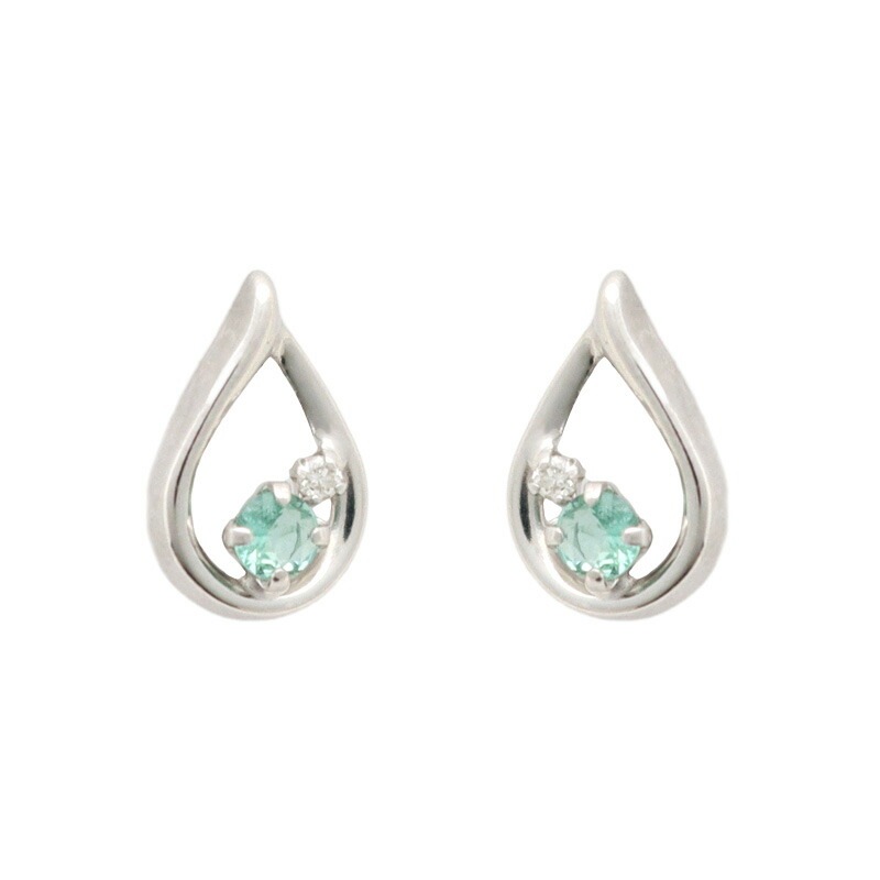 リボン済＆紙袋 ピアス 正規品 レディース しずくモチーフ 5月誕生石 誕生日 エメラルド イエローゴールド 祝い