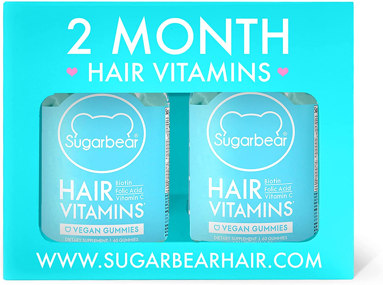 シュガーベアヘアビタミンビオチン入りベガングミヘアビタミンビタミンDビタミンB-12葉酸ビ