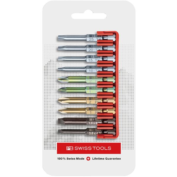 PB SWISS TOOLS ピービースイスツールズ 10本組 段付きビットセット ビットホルダー付 パッケージ仕様 E6.702CN