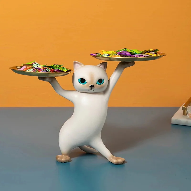 クリエイティブな砂の彫刻魅惑的な猫の装飾リビング家の装飾エントランスキー収納デスクトップトレイ新築祝いの贈り物