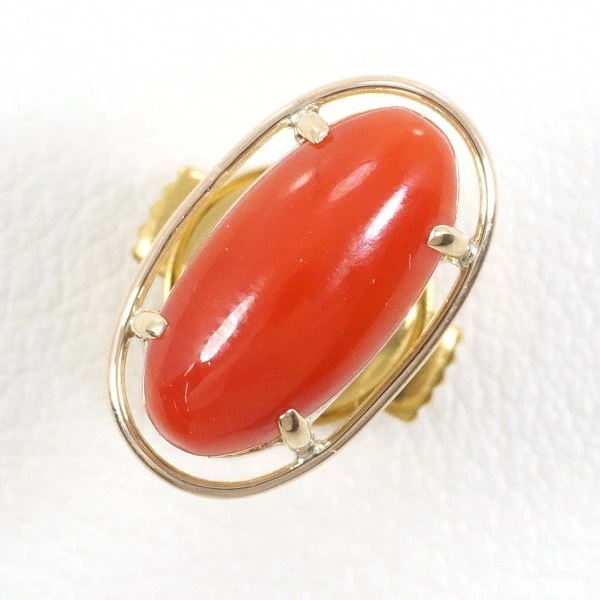 K10 10金 YG イエローゴールド 合金 ピンブローチ サンゴ ジュエリー 中古