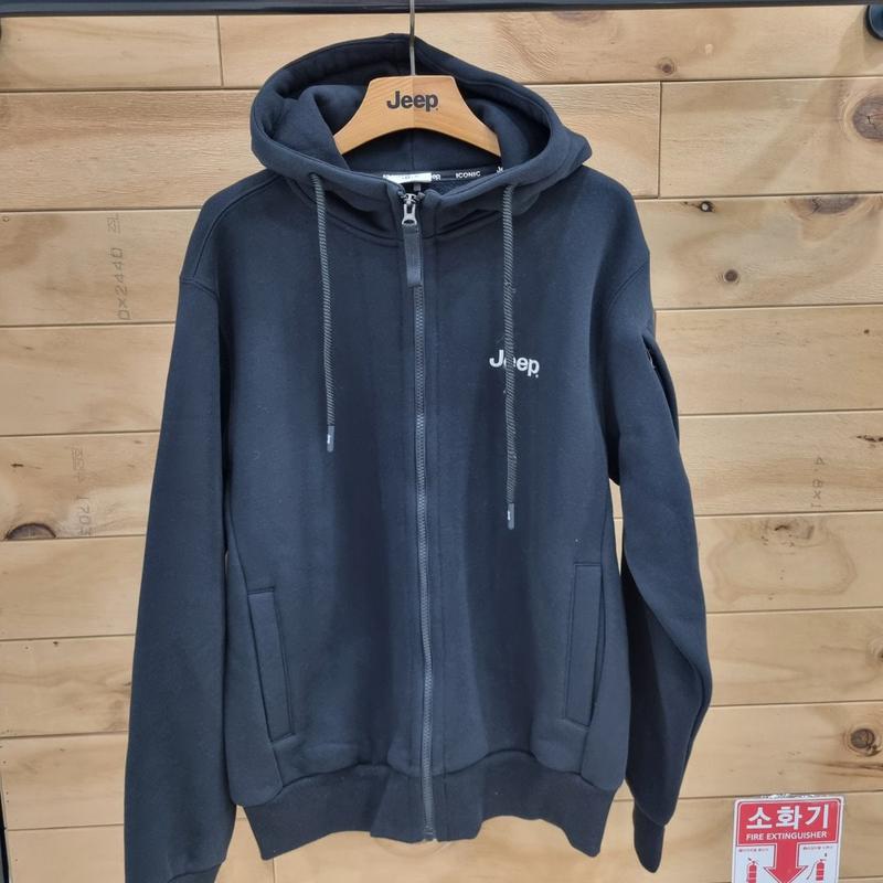 男女兼用 裏起毛 ルーズフィット フード付きジップアップ JP4TZU041BK