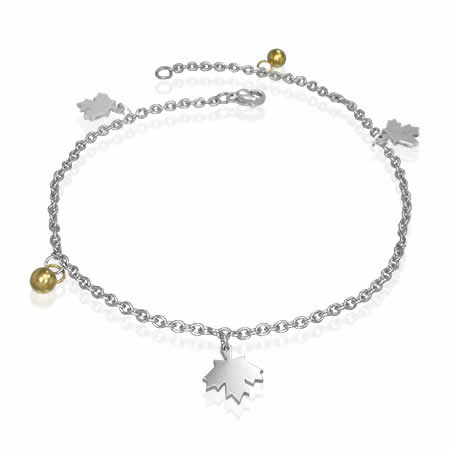 ガンジャゴールドアンクレット マリファナ 葉っぱ カエデ メープル 楓 足首 男性 女性 素足 裸足